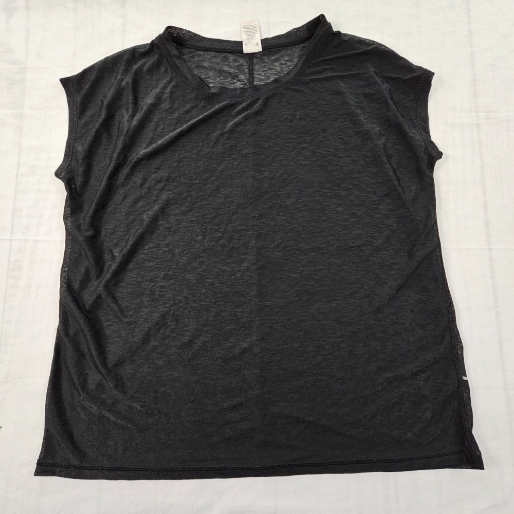 Champion Black Sleeveless Sheer Polyester Performance T-Shirt Women's M
